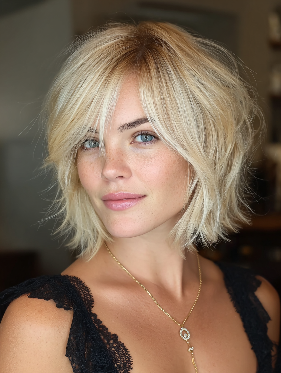 Feathered Layer Choppy Bob Hairstyles