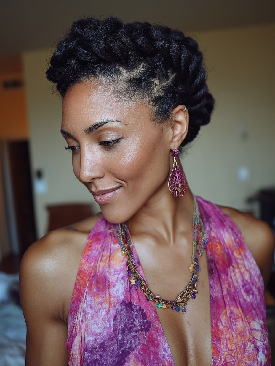 3c/4a Hairstyles: Flat Twists Updo