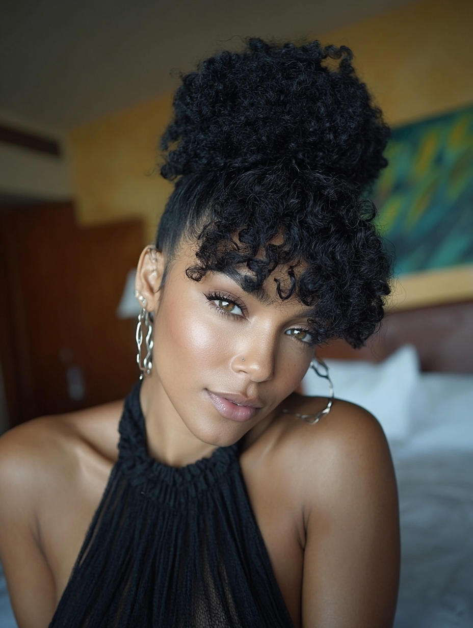 3c/4a Hairstyles: High Puff with Bangs