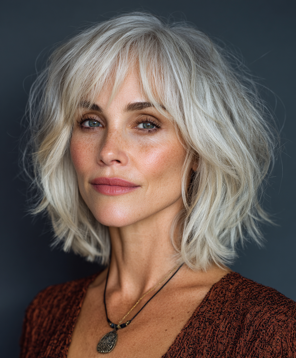 Choppy Lob for Women Over 60