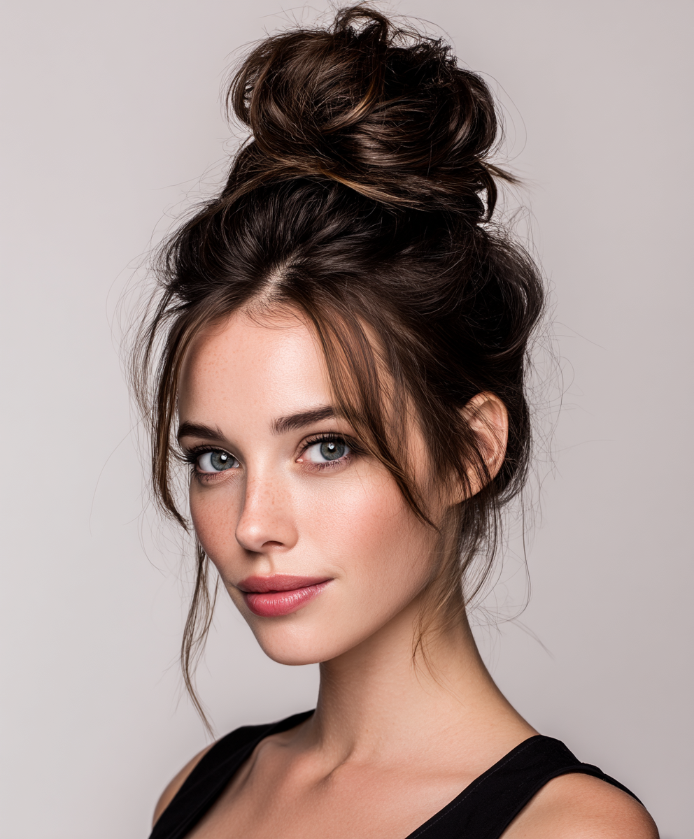 Haircuts For Medium Length Hair: Top Knot