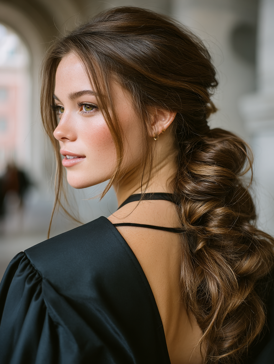 Graduation Hairstyles With Cap: Bubble Ponytail