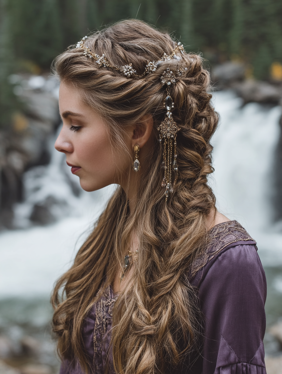 Renaissance Hairstyles Easy: Waterfall Braid